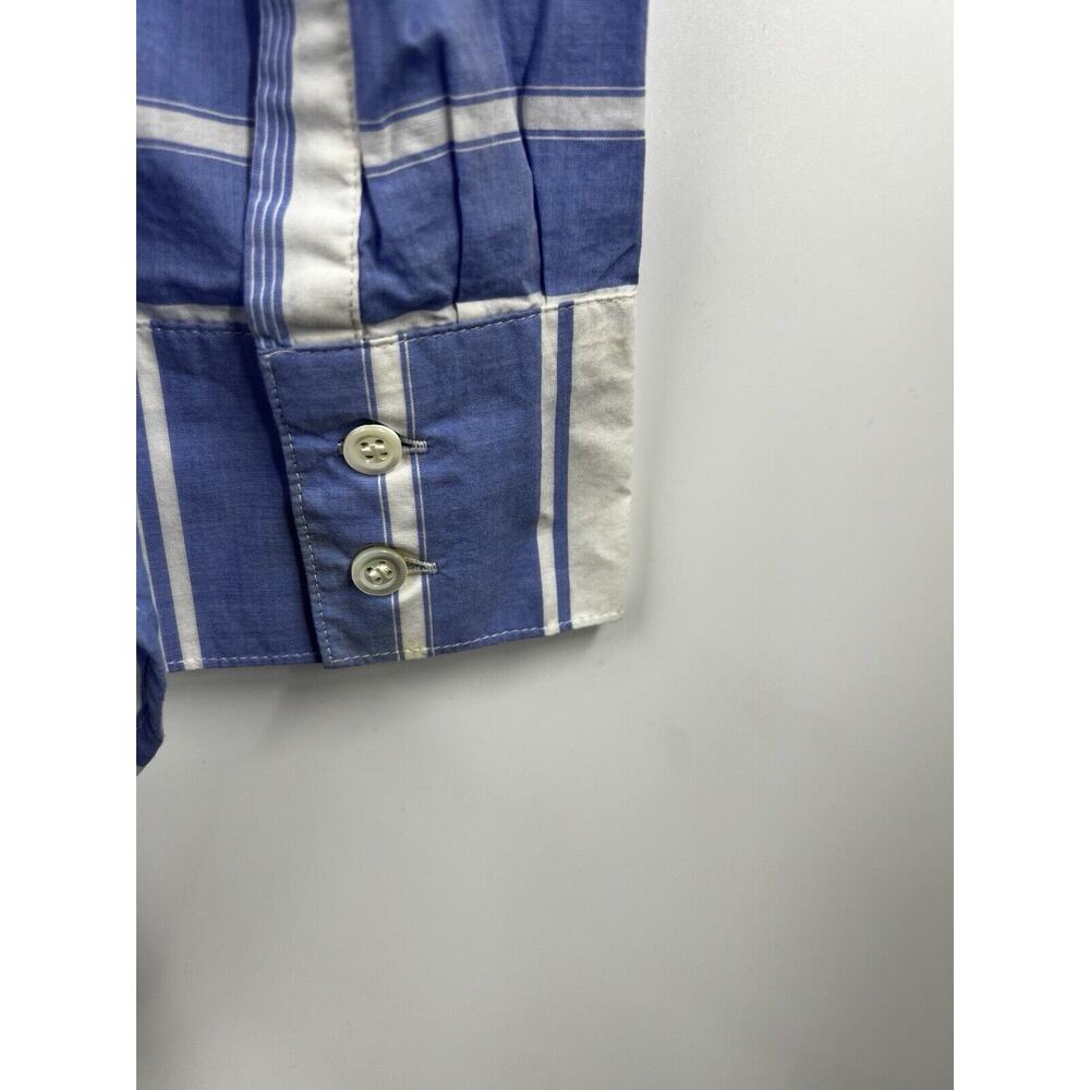 J Crew Top Womens Stripped V Neck Long Sleeve White Blue Shirt Size Medium - Picture 7 of 12